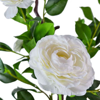 Flowering Natural White Artificial Camellia Tree 100cm