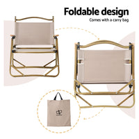 2PC Outdoor Camping Chairs Portable Folding Beach Chair Aluminium Furniture