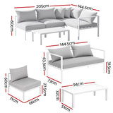 Gardeon 4 Seater Outdoor Sofa Set Aluminium Lounge Setting