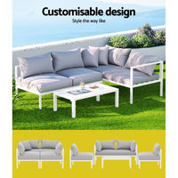 Gardeon 4 Seater Outdoor Sofa Set Aluminium Lounge Setting