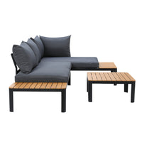 Outdoor Sofa Set 4 Seater Corner Modular Lounge Setting Aluminium Black