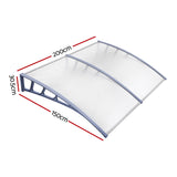 Instahut Window Door Awning Canopy 1.5mx2m Transparent Sheet Grey Plastic Frame