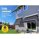 1.5m x 2.1m Retractable Fixed Pivot Arm Awning - Grey