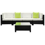 5 Piece Outdoor Wicker Sofa Set with Cushions