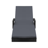 Gardeon Sun Lounge Wicker Lounger Outdoor Furniture Beach Chair Patio Adjustable Cushion Black