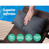 Gardeon 2x Sun Lounge Wicker Lounger Outdoor Furniture Beach Chair Armrest Adjustable Brown