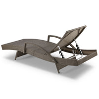 Set of 2 Sun Lounge Outdoor Furniture Wicker Day Beds - Grey
