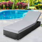 Gardeon Sun Lounge Wicker Lounger Outdoor Furniture Day Bed Adjustable Rattan Garden Cover