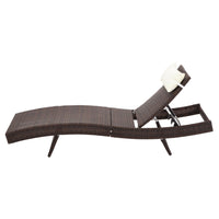 Gardeon Sun Lounge Wicker Lounger Outdoor Furniture Beach Chair Garden Adjustable Brown
