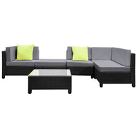 6 Piece Outdoor Wicker Sofa Set with Cushions