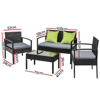 Gardeon Outdoor Sofa Set Wicker Lounge Setting Table and Chairs Storage Cover