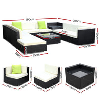 11 Piece Wicker Outdoor Sofa Set with Storage Cover