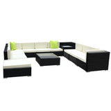 12 Piece Wicker Outdoor Sofa Set with Storage Cover