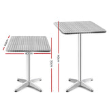 Gardeon Outdoor Bar Table Adjustable Aluminium Square 70/110cm