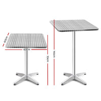 2pcs Outdoor Bar Table Furniture Adjustable Aluminium Square Cafe Table