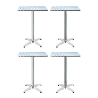 4pcs Outdoor Bar Table Furniture Adjustable Aluminium Square Cafe Table