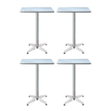 4pcs Outdoor Bar Table Furniture Adjustable Aluminium Square Cafe Table