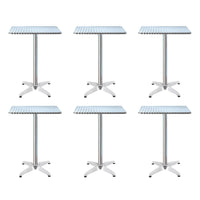 6pcs Outdoor Bar Table Furniture Adjustable Aluminium Square Cafe Table