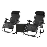 Sun Lounge Zero Gravity Chair Table Outdoor Folding Recliner Reclining