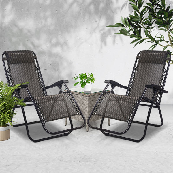 Sun Lounge Zero Gravity Chair Table Outdoor Folding Recliner Reclining