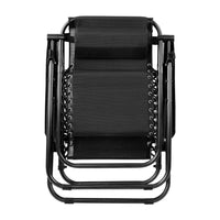 Gardeon 2PC Zero Gravity Chair Folding Outdoor Recliner Adjustable Sun Lounge Camping Black