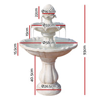 Solar Water Feature 3 Tiers Ivory 93cm