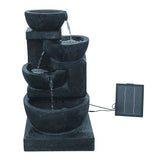 Solar Water Feature with LED Lights 4-Tier Blue 72cm