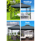 Gazebo 3x3m Party Marquee Outdoor Wedding Event Tent Iron Art Canopy Grey