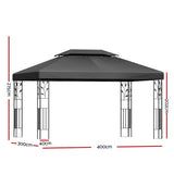 Instahut Gazebo 4x3m Marquee Outdoor Wedding Party Event Tent Home Iron Art Shade Grey