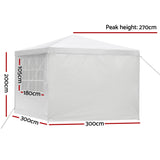 Gazebo 3x3m Outdoor Marquee Side Wall Party Wedding Tent Camping White 4 Panel