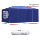 Gazebo 3x6m Outdoor Marquee side Wall Gazebos Tent Canopy Camping Blue 8 Panel