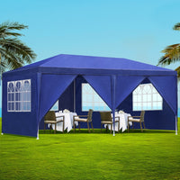 Gazebo 3x6m Outdoor Marquee side Wall Gazebos Tent Canopy Camping Blue 8 Panel