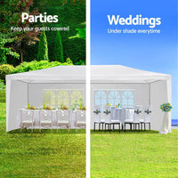 Gazebo 3x6m Outdoor Marquee Side Wall Party Wedding Tent Camping White 6 Panel