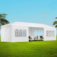Gazebo 3x9m Outdoor Marquee side Wall Gazebos Tent Canopy Camping White 8 Panel