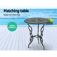 Outdoor Furniture Chairs Table 3pc Aluminium Bistro Green