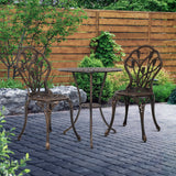 Gardeon 3PC Outdoor Setting Bistro Set Chairs Table Cast Aluminum Patio Furniture Tulip Bronze