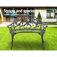 Gardeon Outdoor Garden Bench Seat 100cm Cast Aluminium Patio Chair Vintage Green