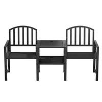 Gardeon Outdoor Garden Bench Seat Loveseat Steel Table Chairs Patio Furniture Black
