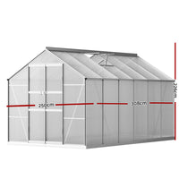 Greenfingers Greenhouse 3x2.5x2.26M Double Doors Aluminium Green House Garden Shed