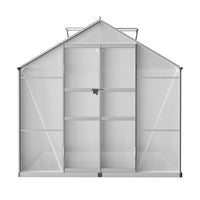 Greenfingers Greenhouse 3.7x2.5x2.26M Double Doors Aluminium Green House Garden Shed