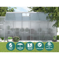 Greenfingers Greenhouse 3.7x2.5x2.26M Double Doors Aluminium Green House Garden Shed