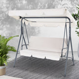 Outdoor Swing Chair Garden Bench Furniture Canopy 3 Seater Beige