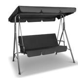 Outdoor Swing Chair Garden Bench Furniture Canopy 3 Seater Black
