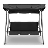 Outdoor Swing Chair Garden Bench Furniture Canopy 3 Seater Black