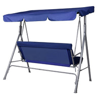Outdoor Swing Chair Garden Bench Furniture Canopy 3 Seater Navy