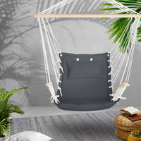Gardeon Hammock Chair Hanging with Armrest Camping Hammocks Grey