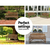 Gardeon 5FT Outdoor Garden Bench Wooden 3 Seat Chair Patio Furniture Natural