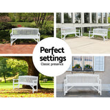Gardeon 5FT Outdoor Garden Bench Wooden 3 Seat Chair Patio Furniture White
