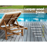 Sun Lounge Wood Lounger Outdoor Furniture Umbrella Day Bed Wheel Patio