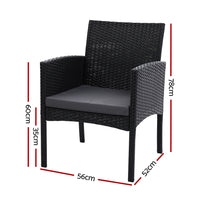 Gardeon 2PC Outdoor Dining Chairs Patio Furniture Rattan Chair Cushion XL Ezra